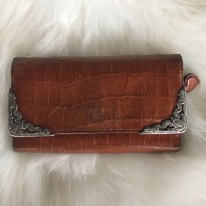 Brighton Brown Croc Embossed Leather Silve…